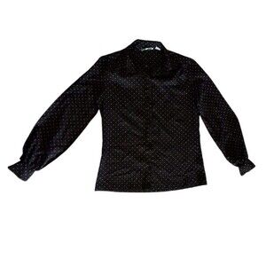 Vintage Silkhana by Lady Manhattan Blouse Womens 10 Black And White Polka Dots